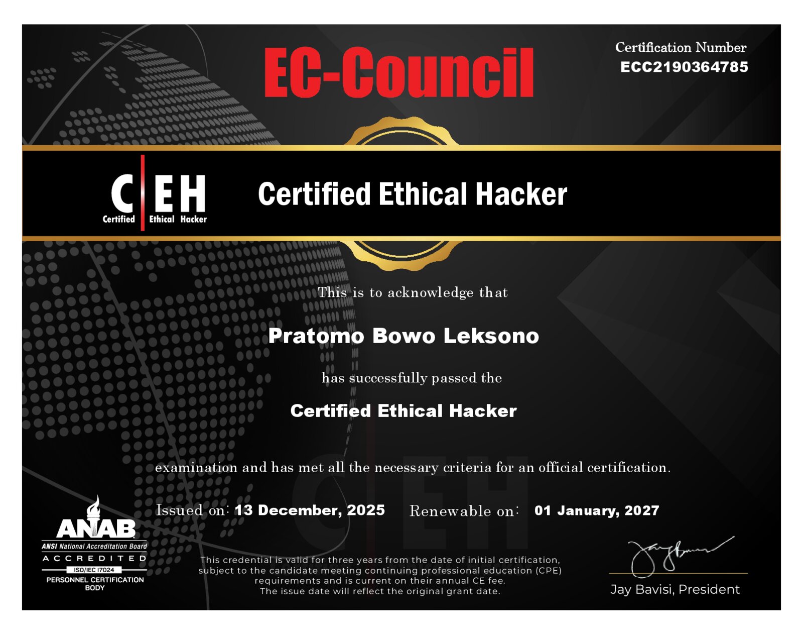 Sertifikat Certified Ethical Hacker (CEH)