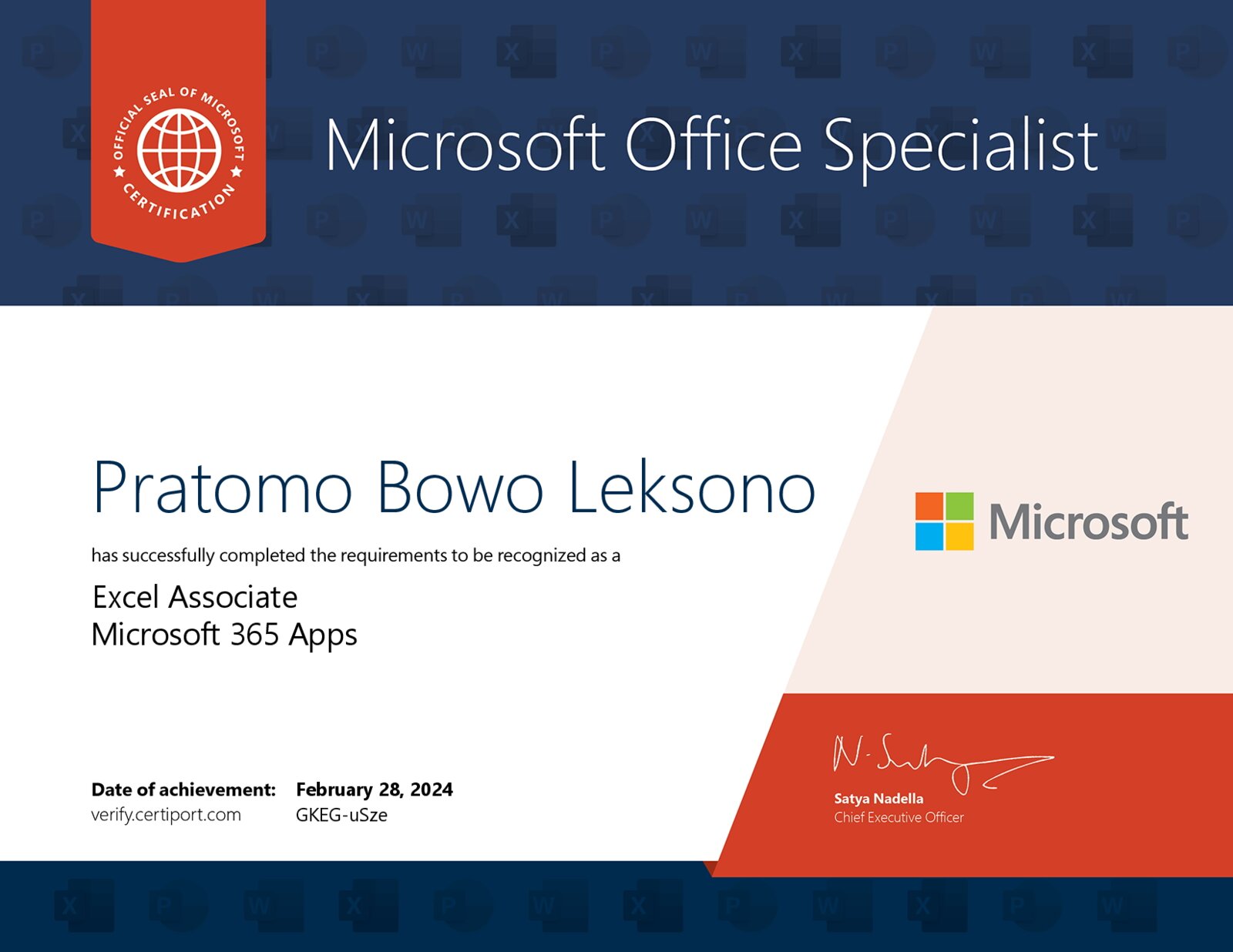 Sertifikat Microsoft Office Specialist: Excel Associate
